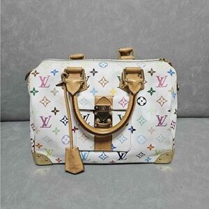 Louis Vuitton White and Gold Multicolor Satchel